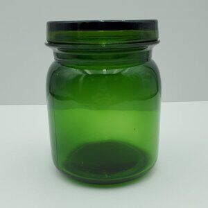 Biller & Jones Emerald Green Lidded Glass Jar Dark Green Canister Candy Jar
